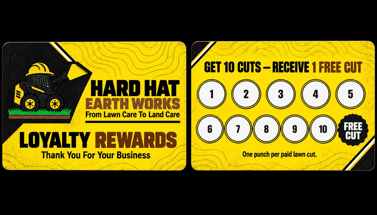 Hard Hat Earth Works loyalty rewards punch card